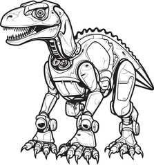 Mech-Saurus Symbol: Vector Black Logo Icon Design for Technology Enterprises Robo-Dino Power Badge: Black Logo Icon Design Featuring Vector Graphics