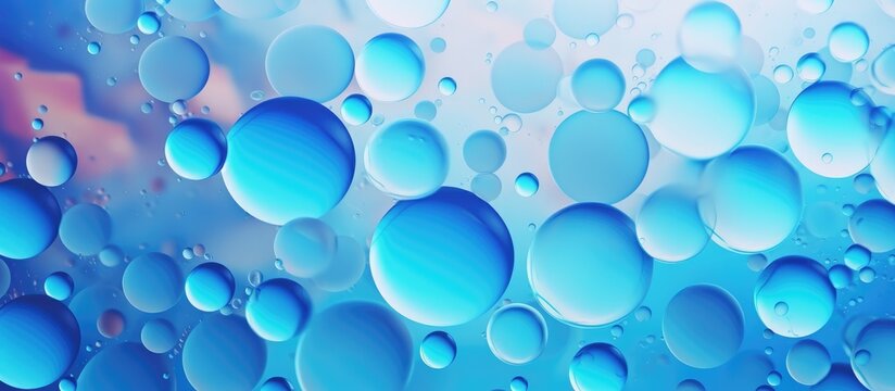 Abstract texture with blue disks and colorful water droplets for posters and banners.