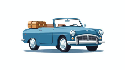 Fototapeta na wymiar Flat icon A classic blue convertible car with the t
