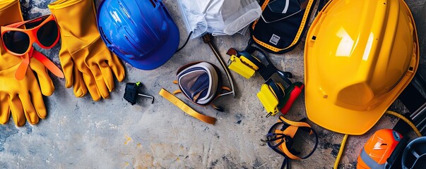 Standard construction worker safety equipment to protect workers from work accidents