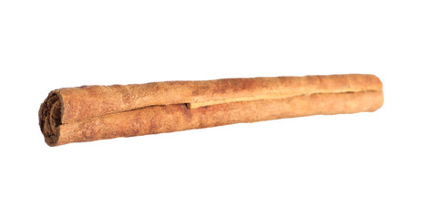 One aromatic cinnamon stick isolated on white