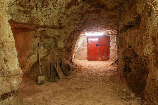Tunnel of Tom's Working Opal Mine in Coober Pedy, South Australia