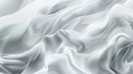 Obraz premium Silky white and gray folds in a soft abstract design. Elegant white waves creating a tranquil abstract texture. Gentle flow of gray and white in a serene abstract background.