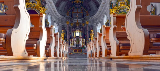 Foto op Plexiglas Innenansicht der Pfarrkirche Grän in der Gemeinde Grän in Tirol (Österreich)  © Ilhan Balta