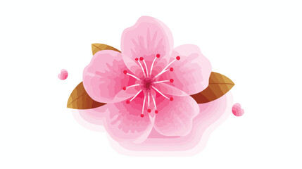 Fototapeta na wymiar Flat icon A delicate pink cherry blossom flower wit
