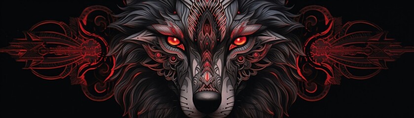 A hmaapaa mandala art featuring a wolf with shiny