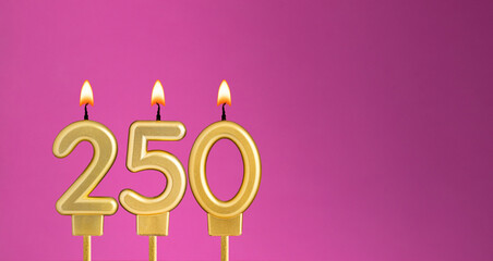 Candle number 250 in purple background - birthday card