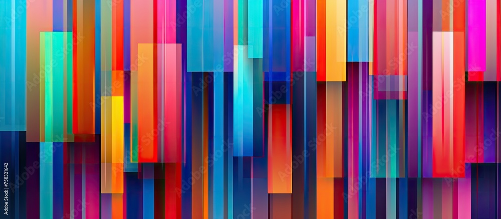Poster vibrant magenta and electric blue lines create a symmetrical pattern on a blue background. the color