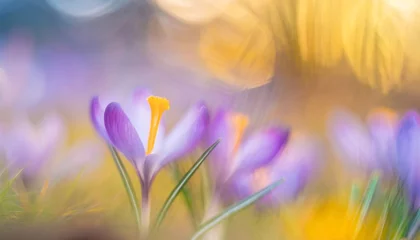 Rolgordijnen Purple crocus flowers © The Perfect Moment