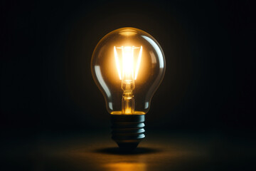 light bulb on dark background, concept of creativity., generative ai