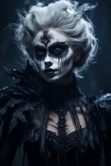 a dark theater hosts gothic performers with haunting makeup
 - obrazy, fototapety, plakaty