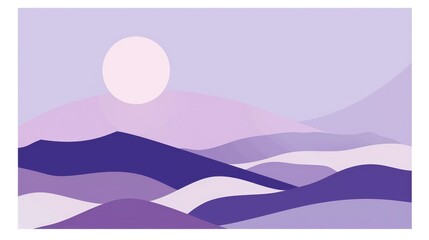 Purple Sunset Landscape Art Abstract Illustration with Vibrant Tones