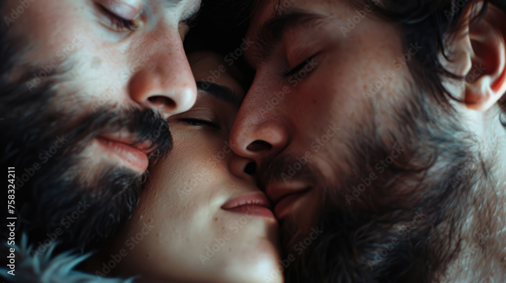 Poster a close up image of a man and a woman. suitable for various concepts