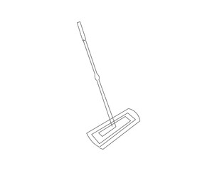Continuous Line Drawing Of Broom. One Line Of Broom. Broom Cleaner Continuous Line Art. Editable Outline.