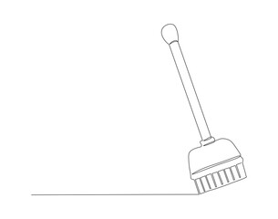 Continuous Line Drawing Of Broom. One Line Of Broom. Broom Cleaner Continuous Line Art. Editable Outline.