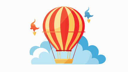 Flat icon A hot air balloon with a colorful basket