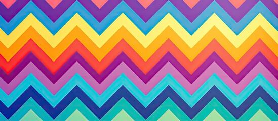 Vibrant colors like azure, purple, pink, and aqua form a beautiful chevron pattern on a textile. The intricate design is a work of art, with bold lines and pops of magenta and violet