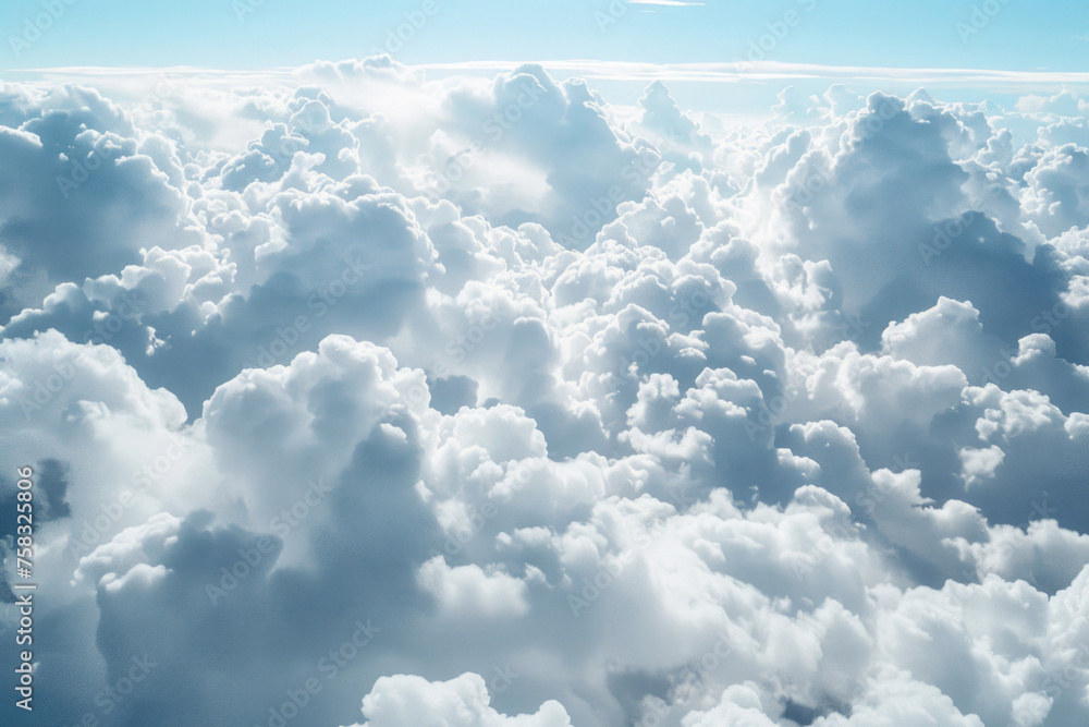 Poster a scenic view of clouds from above. suitable for travel and aviation concepts