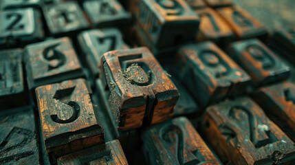 Close up of wooden type blocks, perfect for design projects