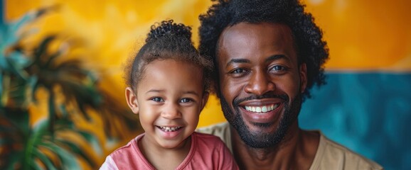 Fototapeta premium Happy Smiling Black African American Father, Background Images , Hd Wallpapers
