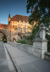 Obraz premium View on Vajdahunyad castle in the City Park of the Hungarian capital Budapest