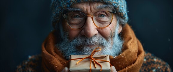Portrait Of Senior Man With Gift, Background Images , Hd Wallpapers