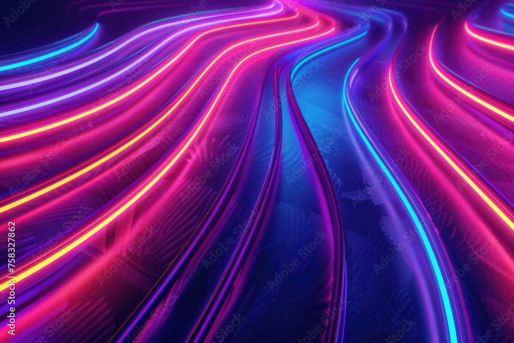 Poster Neon lights shining brightly against a dark backdrop, perfect for adding a pop of color to any design project
