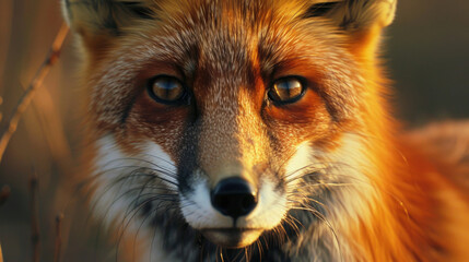 Close up of a red fox's face, perfect for wildlife designs - obrazy, fototapety, plakaty