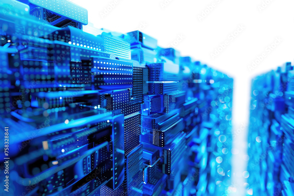 Aufkleber A row of servers in a data center. Perfect for technology concepts