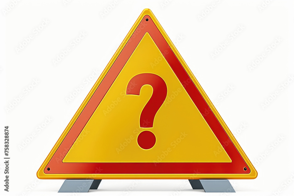 Poster A yellow triangular sign with a question mark on it. Suitable for educational and informational concepts