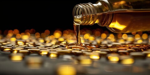 The Essence of Sweetness: Pure Organic Honey Captured in a Mesmerizing Pour, Reflecting Nature's Golden Nectar, Generative AI - obrazy, fototapety, plakaty