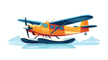 Flat icon A seaplane with floats for landing on wat