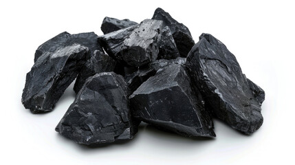 Pile of black coal on a white background. Suitable for energy industry concepts