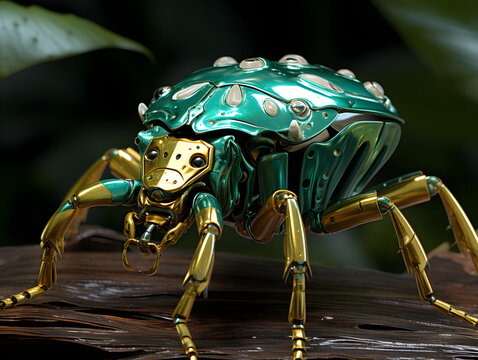 green manticora male sitting on a leaf