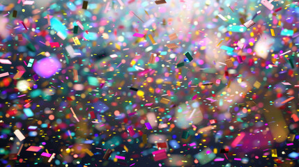 Colorful confetti falling from the sky, perfect for party and celebration themes
