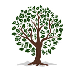 World earth day concept banner green icons tree  ilustration concept 