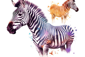 Fototapeta na wymiar name wild animal isolated style wrapper background zebra animal watercolor pattern full aquarelle exotic texture zebra animal wild tattoo