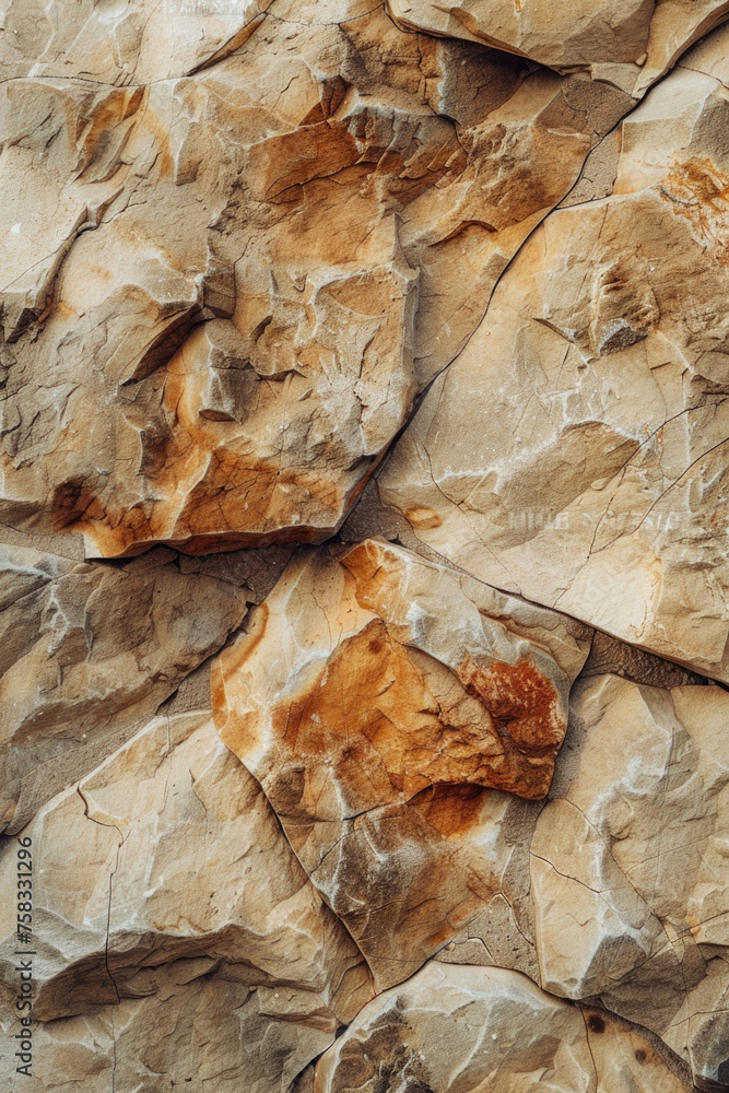 Poster a detailed close up of a clock on a rock wall, perfect for time management concepts