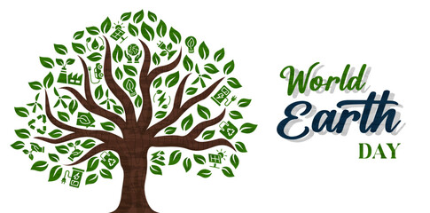 Eco green icons tree , Earth day ilustration eco concept 
