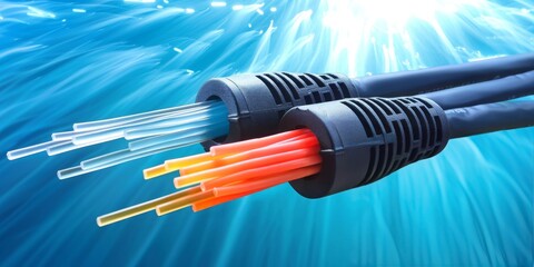 Speed of Light Communication: Fiber Optic Cables Illustrate the Rapid Exchange of Information in the Digital Age, Generative AI