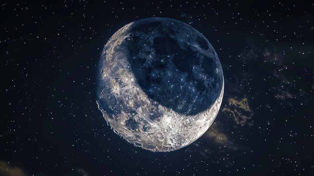 A clear image of the moon in the night sky. Suitable for various design projects