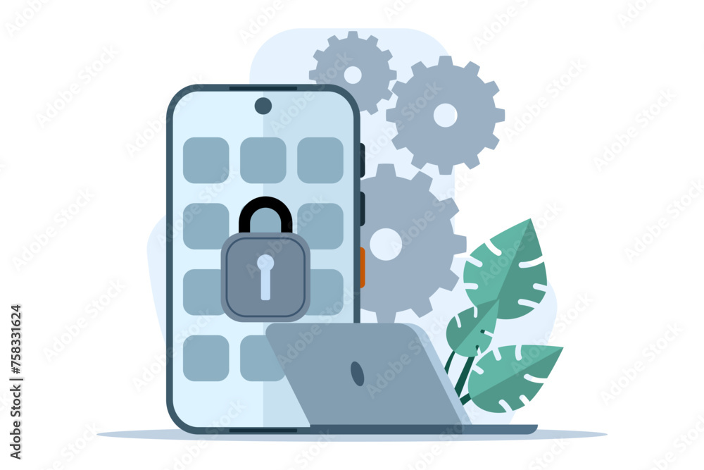 Aufkleber cyber security concept. privacy data protection. data security, protected access control, modern fla