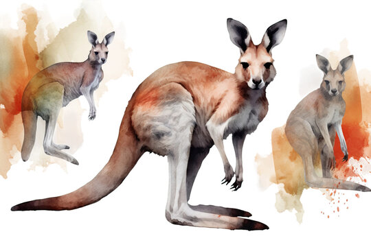 texture isolated animal watercolor animal wild wild tattoo full background exotic kangaroo pattern aquarelle wallaroo wrapper style kangaroo wallaby name animal
