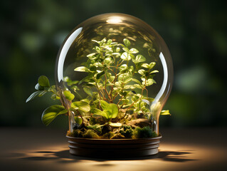 green plant with a light bulb