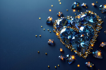 Shiny diamonds arranged on a blue background. Perfect for luxury and jewelry concepts