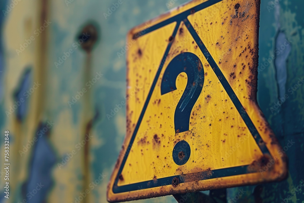 Aufkleber a yellow sign with a question mark symbol. suitable for various concepts