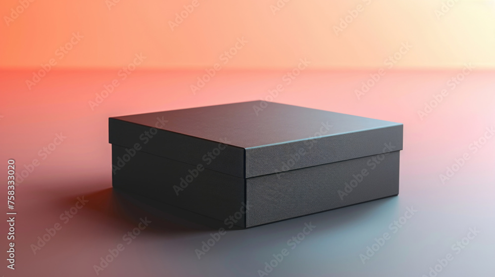 Poster a black box sitting on top of a table. suitable for technology and business concepts