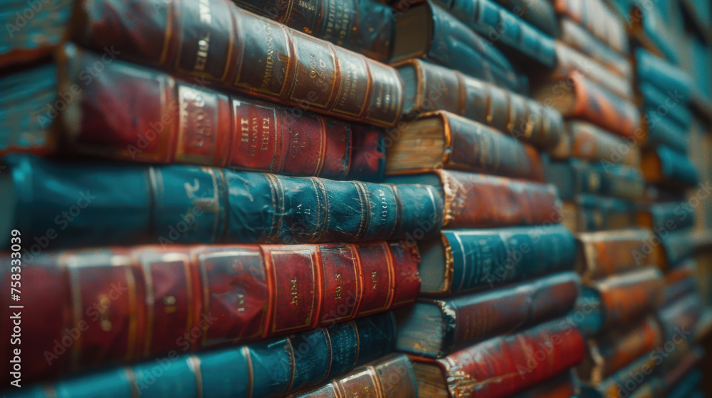 Poster a stack of books sitting on top of each other. ideal for educational and literary themes