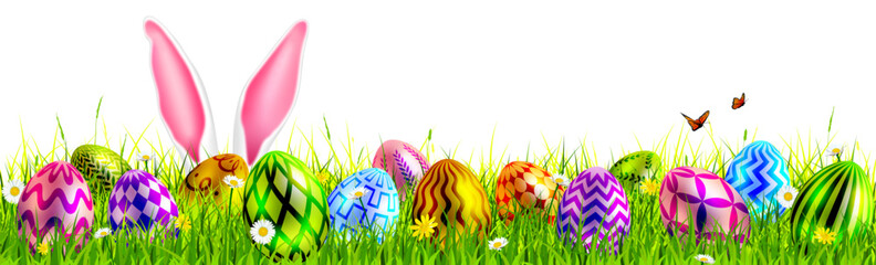 Easter border, Easter bunny banner, egg hunt background
