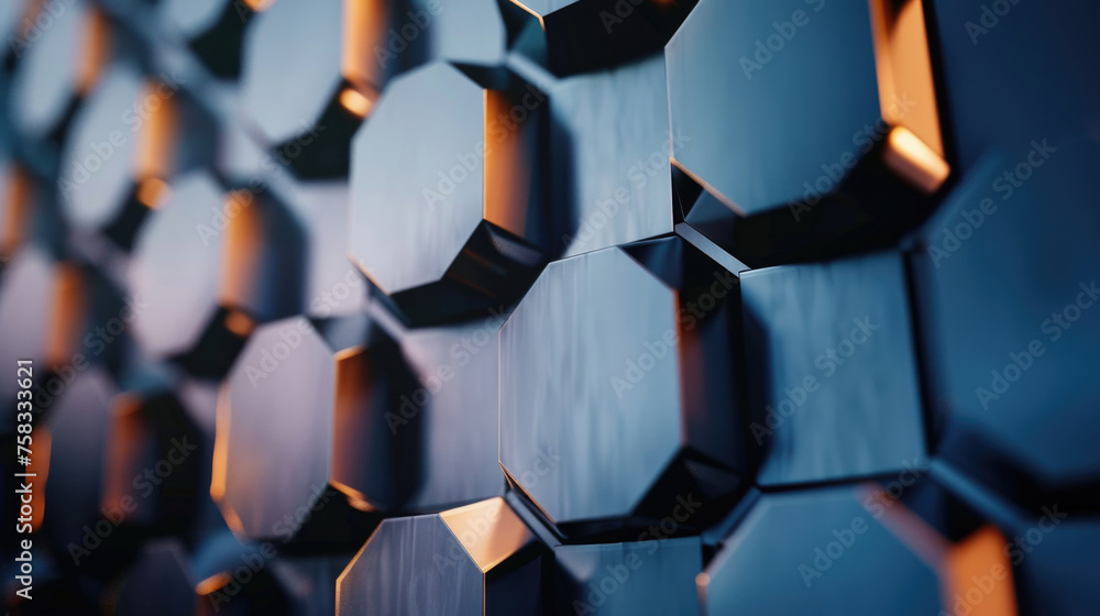 Poster detailed view of a hexagon wall, perfect for architectural projects